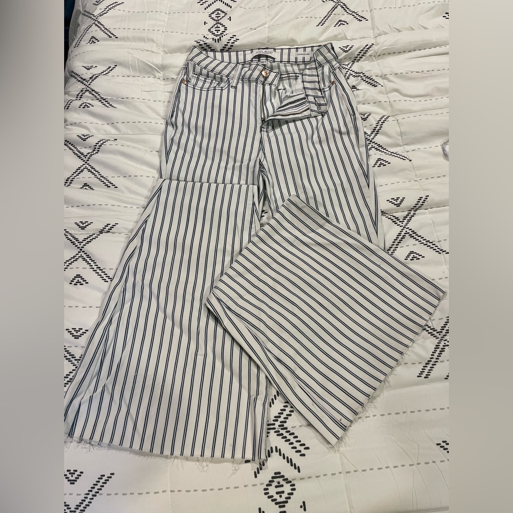 Judy blue white pinstripe extra flare jeans